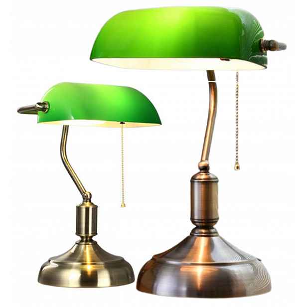 Stolní Lampa Vintage Bankéřská Noční Klasická Retro Stínidlo E27 Zelená