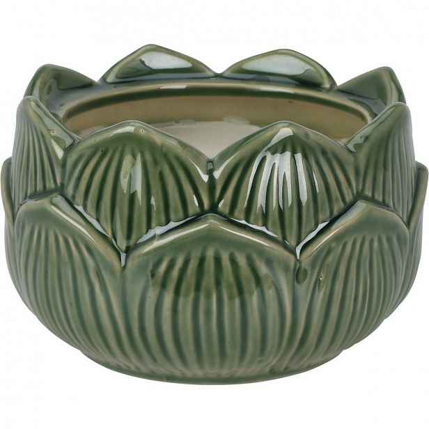 Svíčka v porcelánovém květinovém kalíšku 12 x 7,8 cm, zelená