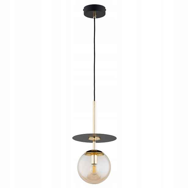 Alfa Qeency Alfa závěsná lampa černo-zlatá jantarová koule 1xE14 10W