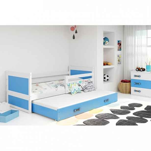 Dětská postel s výsuvnou postelí RICO 200x90 cm Bílá Modrá