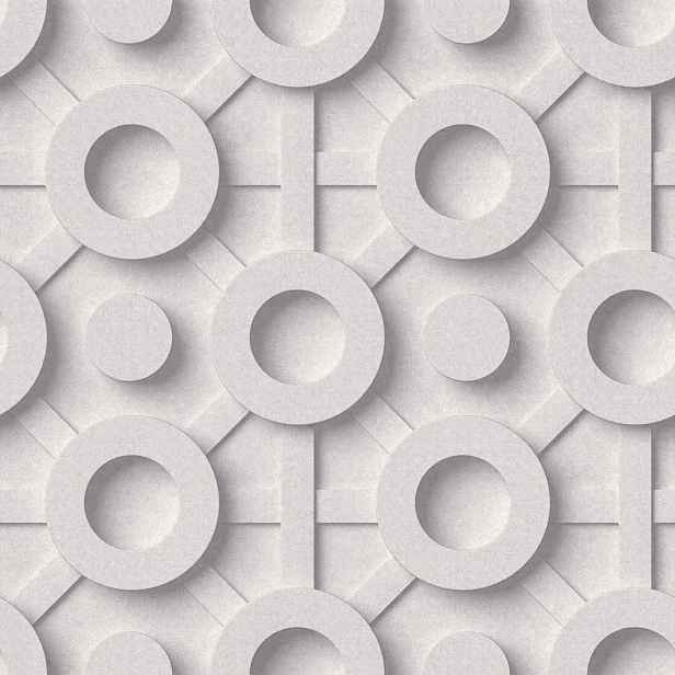 Tapeta Do Obývacího Pokoje Geometrické Kruhy 3D Efekt Šedá Tapeta