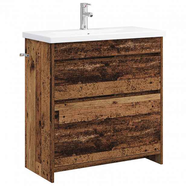vidaXL Sada koupelnového nábytku Staré dřevo 81 x 40 x 84,5 cm