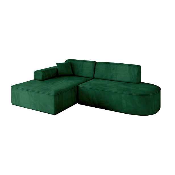 ALTDECOR ROHOVÁ SEDAČKA s otomanem, levá IREA-L1-v3 232x165x77 Zelená Velur