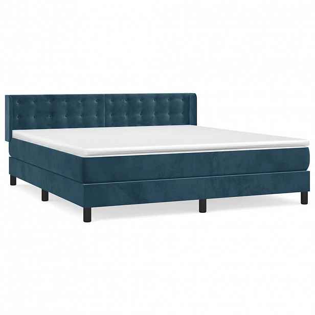 vidaXL Box spring postel s matrací tmavě modrá 180x200 cm samet