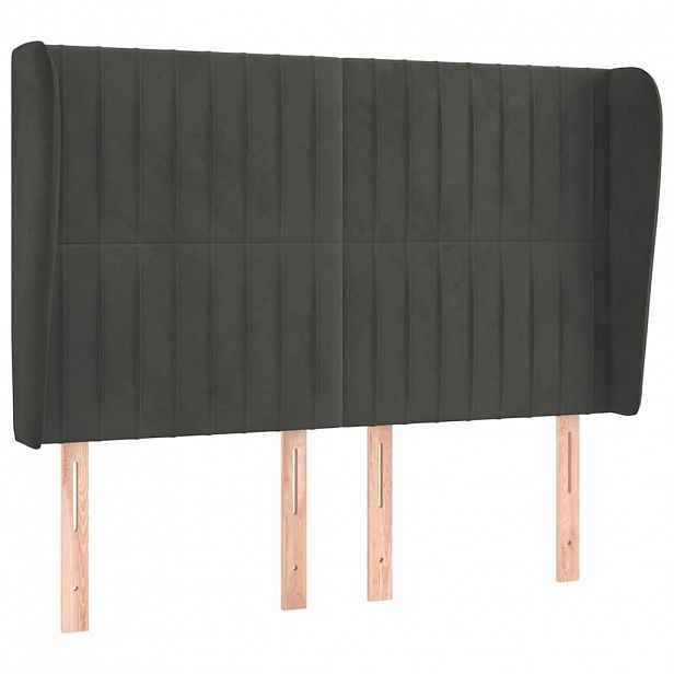vidaXL Čelo postele typu ušák tmavě šedé 147x23x118/128 cm samet