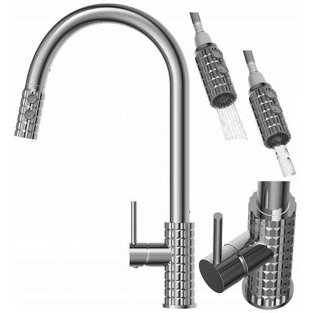 Kuchyňská baterie s vytahovací sprškou pro kohout Snake Pro, chrom, stojící do kuchyně