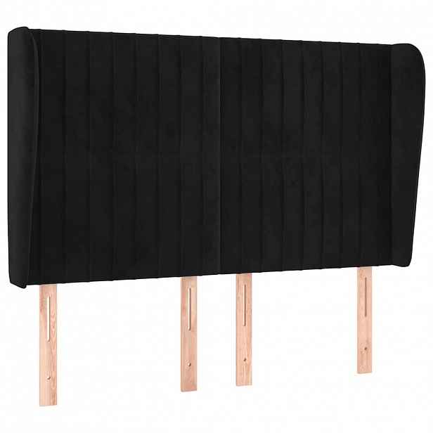 vidaXL Čelo postele typu ušák černé 147x23x118/128 cm samet
