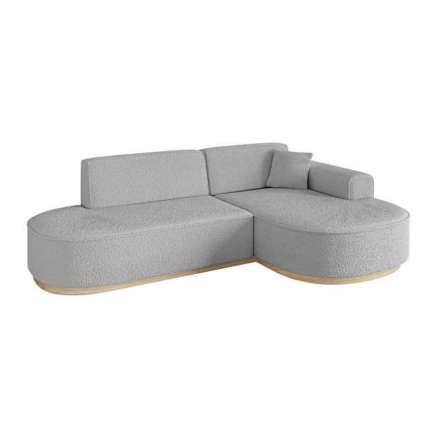 ALTDECOR ROHOVÁ SEDAČKA s otomanem, pravá MARI-L1-v1 243x171x83 Světle šedá Buklé