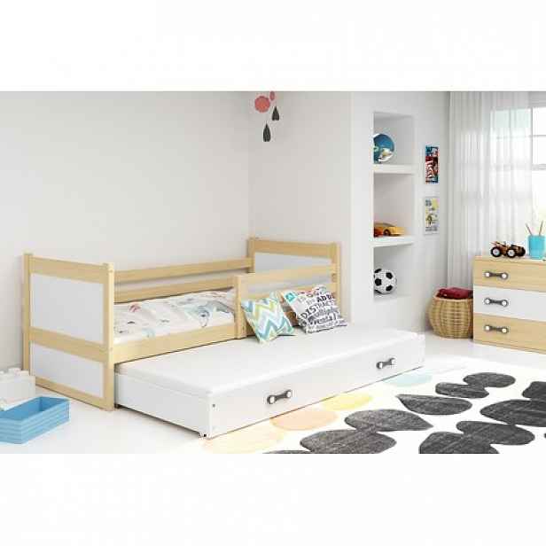 Dětská postel s výsuvnou postelí RICO 200x90 cm Borovice Bílá