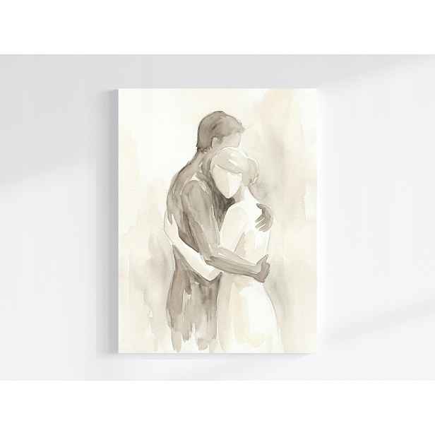 Obraz Na Plátně Canvas Pár Láska Pocit Blízkost Emoce Béžová Boho 60x80