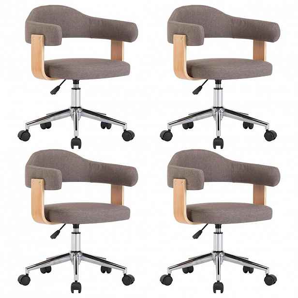 vidaXL Otočné jídelní židle 4 ks taupe ohýbané dřevo a textil