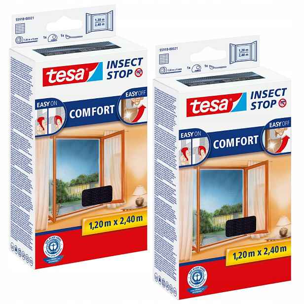 Tesa Moskytiéra okenní síť na suchý zip s vysokým oknem 1,2 x 2,4 m x2