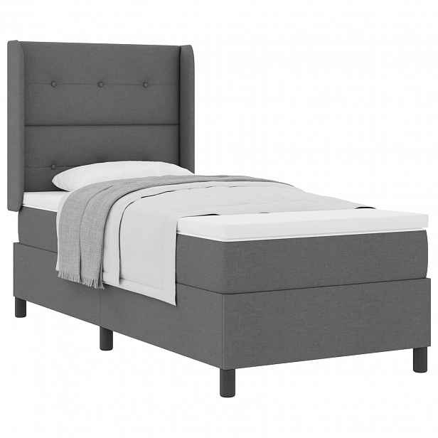 vidaXL Postel s boxspringem s polštářem Tmavě šedá 200 x 80 cm textil
