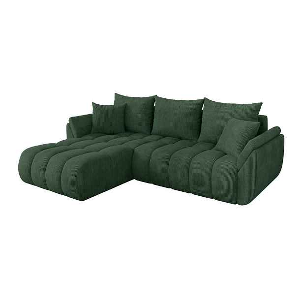 ALTDECOR ROHOVÁ SEDAČKA s funkcí spaní, otoman vlevo TOKO-L-v1 277x194x86 zelená manšestr