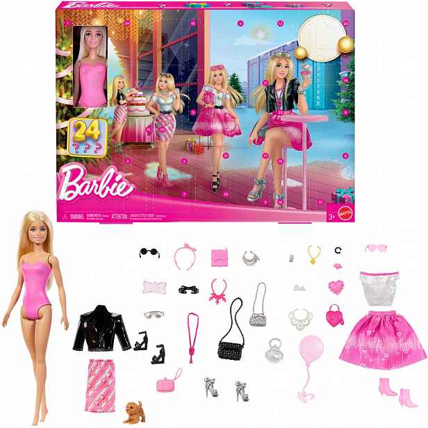 Barbie Adventní Kalendář Módní Panenka Doplňky Oblečení 24 Překvapení