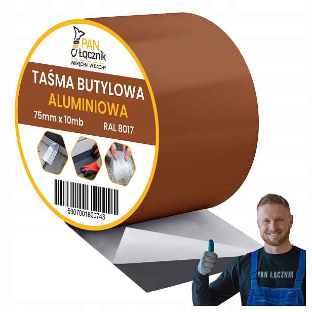Butylová páska Dekarska hliníková 75 mm 10 m Hnědá RAL8017 Střešní