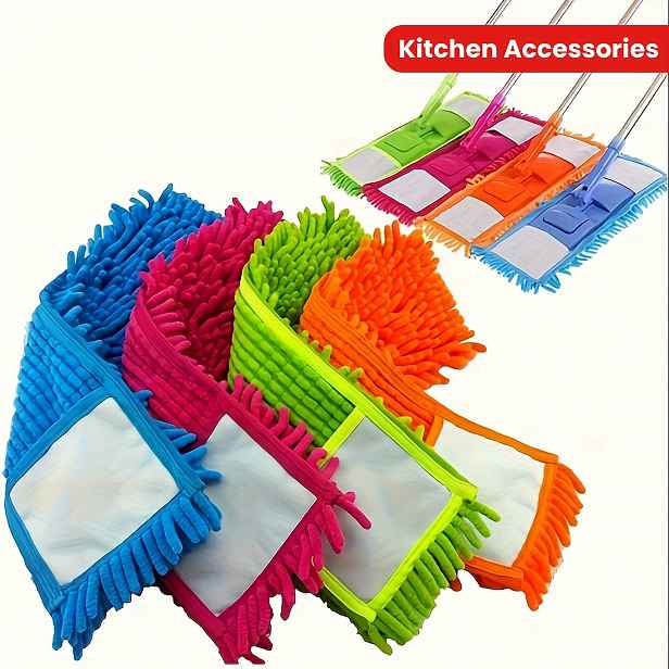 TEMU 4 ks Chenille Materiál Mop Utěrka pro Suché i Mokré Použití Plochý Mop Příslušenství Náhradní Utěrky 4 Barvy Volitelné Příslušenství k Mopu