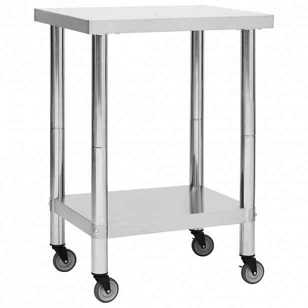 vidaXL Kuchyňský pracovní stůl s kolečky 60 x 30 x 85 cm nerezová ocel