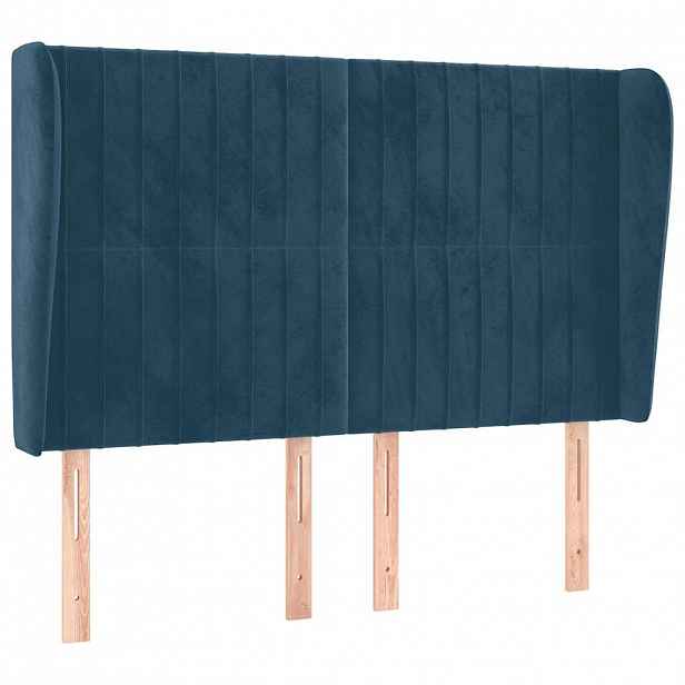 vidaXL Čelo postele typu ušák tmavě modrá 147x23x118/128 cm samet