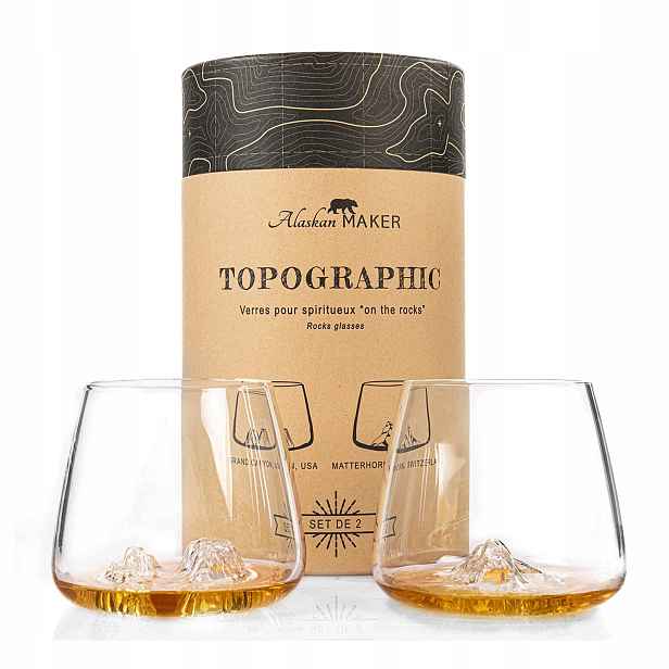 Sada 2 sklenic na whisky Topographic Grand Canyon & Matterhorn