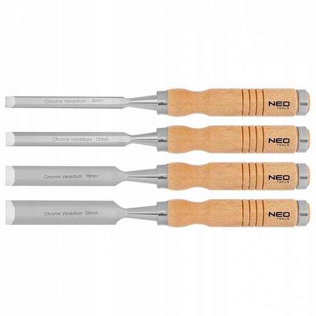 Sada truhlářských dlát na dřevo 4 ks 6 12 18 24 mm Neo Tools