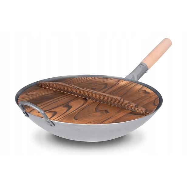 Víčko na wok 40 cm Přírodní Uhlíkové dřevo Vzduchotěsná rukojeť Craft Wok