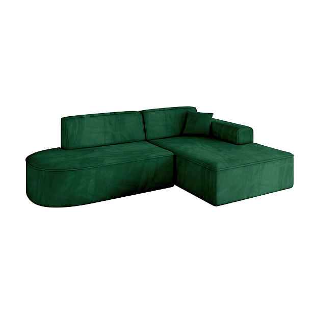ALTDECOR ROHOVÁ SEDAČKA s otomanem, pravá IREA-L1-v3 232x165x77 Zelená Velur