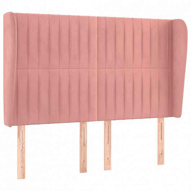 vidaXL Čelo postele typu ušák růžové 147x23x118/128 cm samet