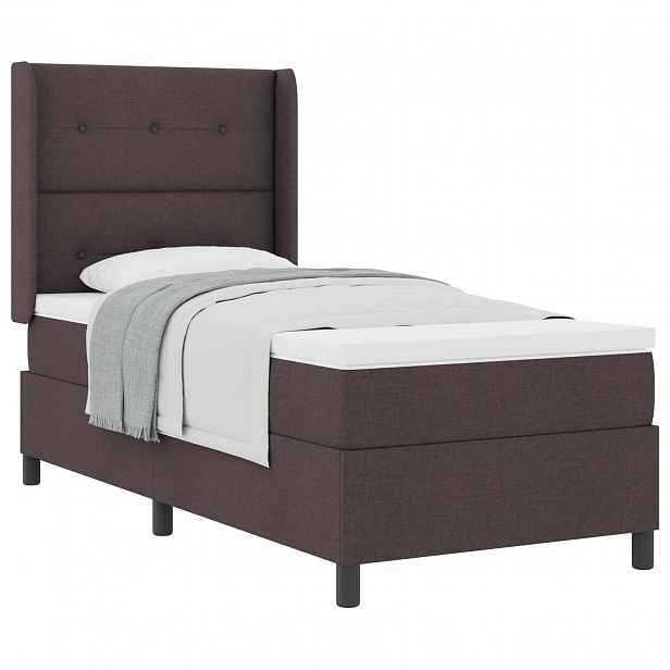 vidaXL Postel s boxspringem s polštářem Tmavě hnědá 200 x 80 cm textil