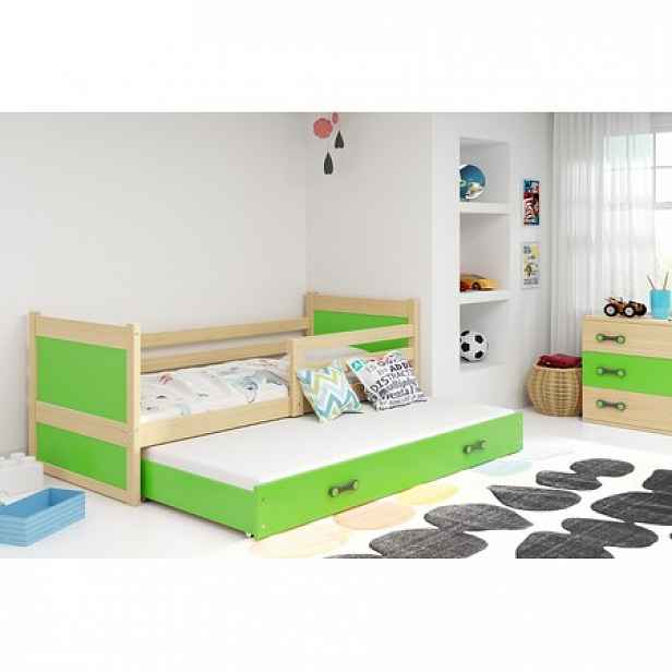 Dětská postel s výsuvnou postelí RICO 190x80 cm Borovice Zelená