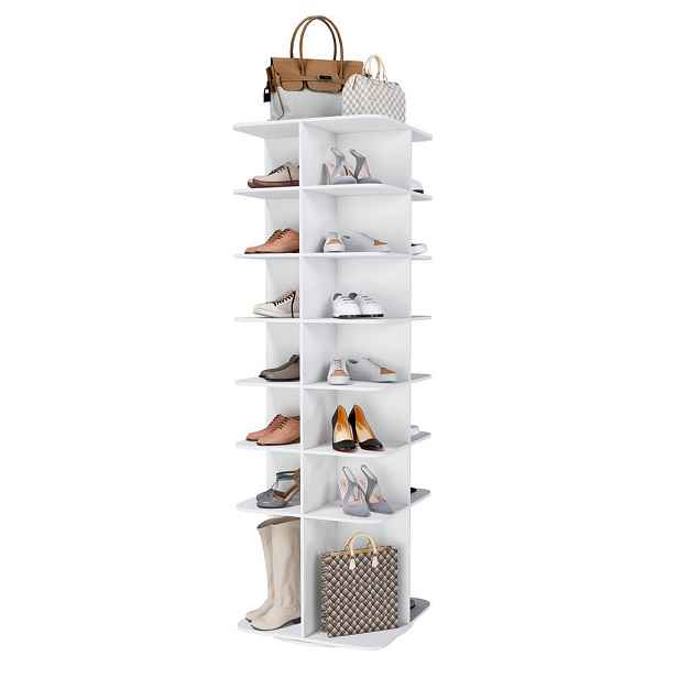 EVRYAE PODLOŽKA NA BOTY Otočný botník Lazy Susan, 7patrový botník, PVC 60/60/184 cm, otočný
