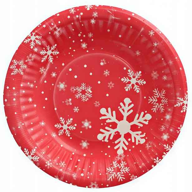Hluboký kulatý papírový talíř „Winter Time“, průměr 19 cm, výška 3 cm, 50 ks