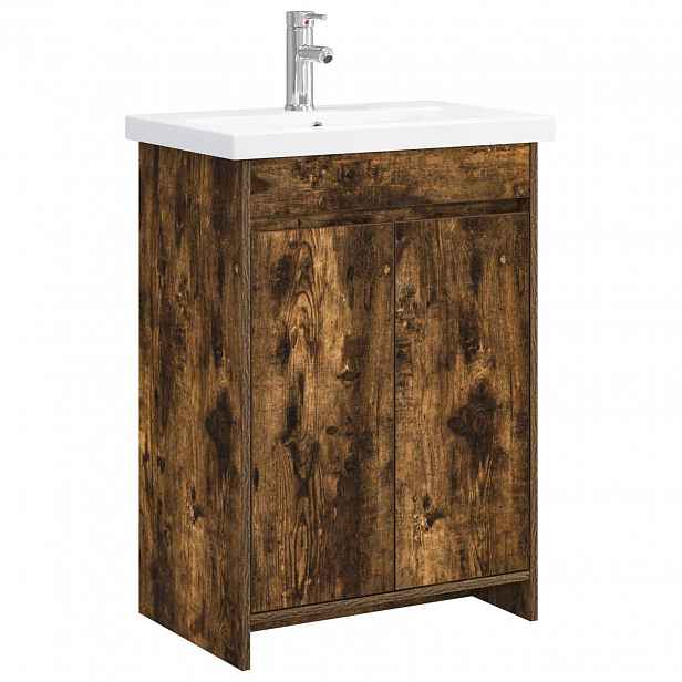 vidaXL Sada koupelnového nábytku Kouřový dub 61 x 40 x 84,5 cm