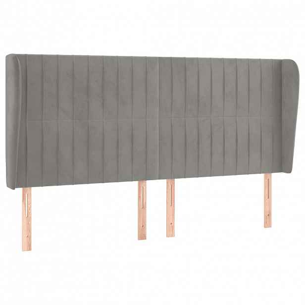 vidaXL Čelo postele typu ušák světle šedé 163x23x118/128 cm samet