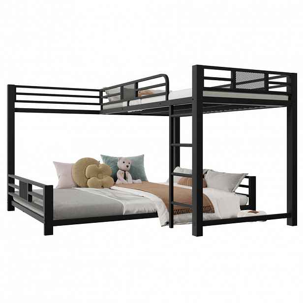 OKWISH PATROVÁ postel 140/200 cm černá kovová s L tvarem