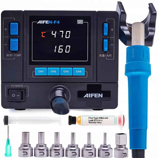 Pájecí stanice Hot Air Aifen F4 1000W 500°C LCD Trysky Bga Sada