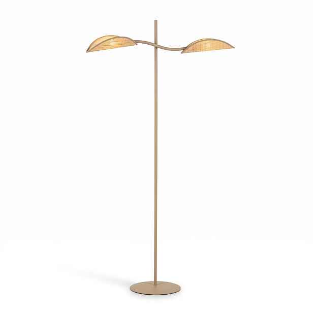Podlahová lampa Lotus 2-bodová, ratanová, 150 cm, E14