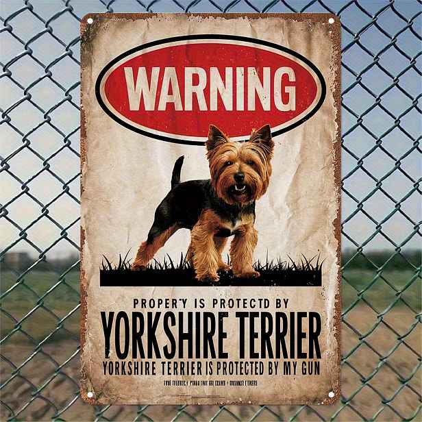 TEMU Retro Výstražná Cedule Yorkshire Teriér, 20,32x30,48cm Kovová Nástěnná Dekorace, Retro Styl Plakát pro Domácí a Kancelářskou Dekoraci, Snadná