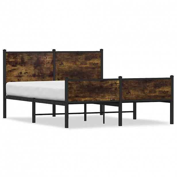 vidaXL Kovový rám postele bez matrace kouřový dub 150 x 200 cm