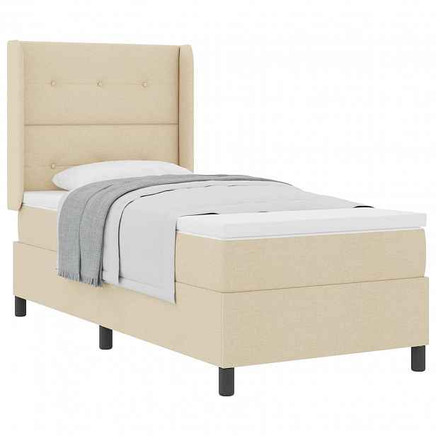 vidaXL Postel s boxspringem s polštářem Krémová 200 x 80 cm textil