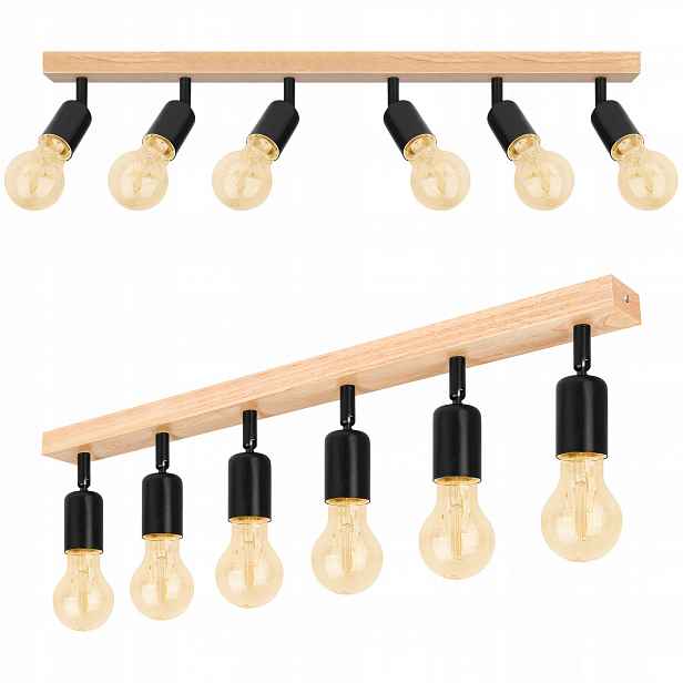 Závěsné stropní svítidlo nástěnná lampa Led lustr 6x E27 svítidlo Loft Dřevo