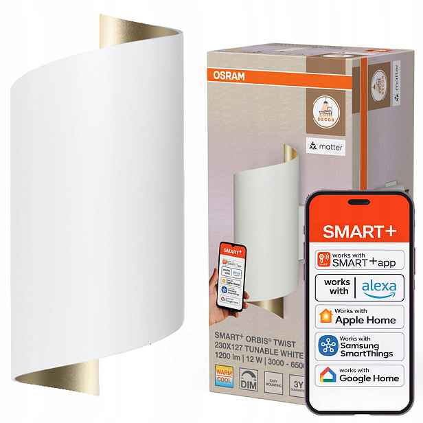 Nástěnná Led lampa 12W 900lm Cct Stmívatelná Smart WiFi Matter