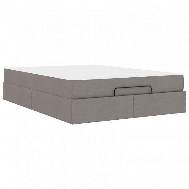 vidaXL Rám postele s matrací 2 ks Taupe textil