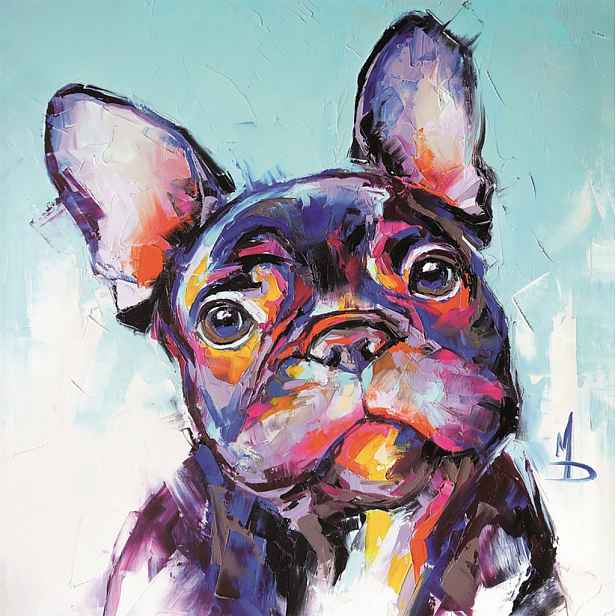 Obraz na plátně Francouzský buldoček, 35x35 cm, efekt ruční malby