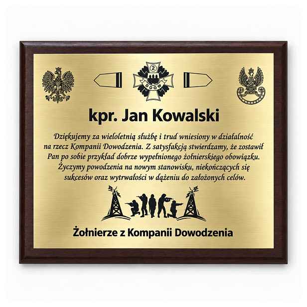 Personalizovaná vojenská tabulka pro vojáka Památka s gravírováním