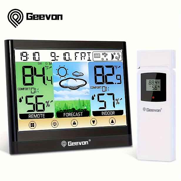 TEMU 1ks Bezdrátová meteorologická stanice Vnitřní Venkovní Teploměr Vlhkoměr s , Indexem , Dotykový LCD Displej Digitální Teploměr s Budíkem a