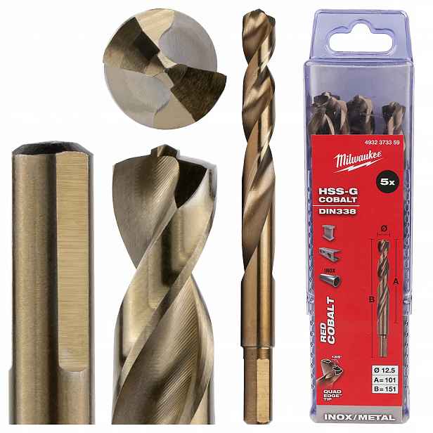 Vrták do kovu kobaltový 12,5 mm 5 ks z nerezové oceli Milwaukee