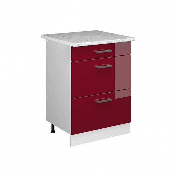 Vicco UNIVERZÁLNÍ ZÁKLADNÍ JEDNOTKA R-Line Bordó červená vysoký lesk 60 cm se zásuvkami