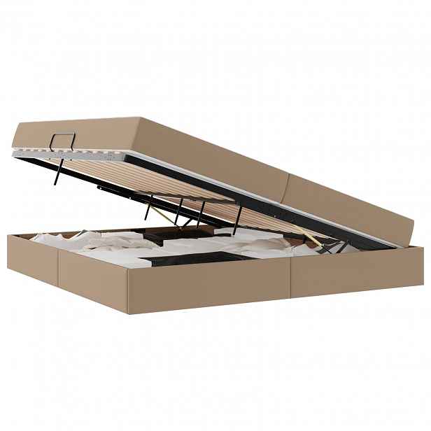 vidaXL Postel s úložným prostorem a matrací 2 ks Cappuccino Kůže