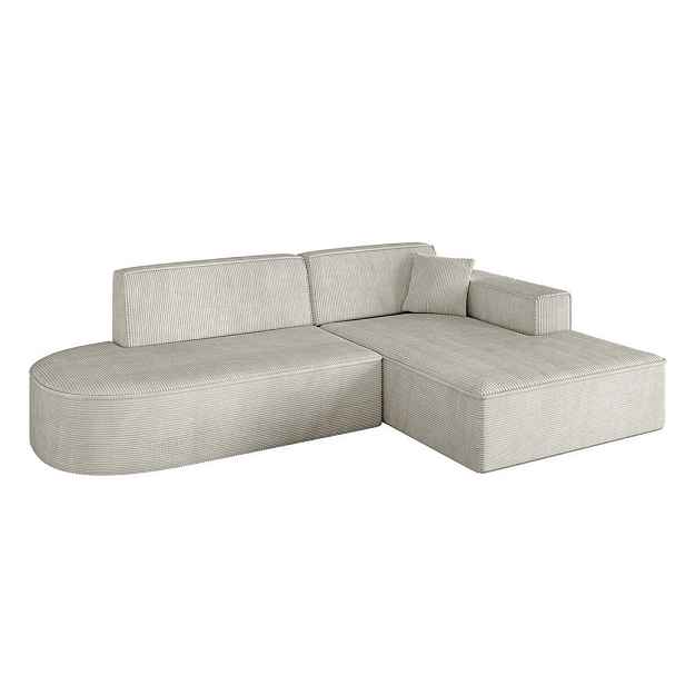 ALTDECOR ROHOVÁ SEDAČKA s otomanem, pravá IREA-L1-v4 232x165x77 Krémová Manšestr